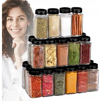 Sklenice NÁDOBY NA KOŘENÍ 24 KS Sklenice Organizér na sklenice Krabička SAMOLEPKY kořenky SAMOLEPKY