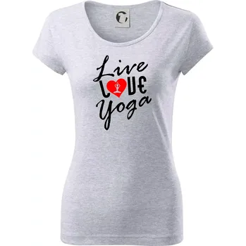 Dámské tričko Live Love Yoga - Dámské triko Pure - S ( Světlešedý Melír )