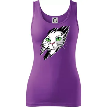 Dámské tričko Kočka v roztrženém triku - Dámské tílko - 2XL ( Fialová )