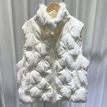 Dámská vesta Dámská zimní prošívaná vesta – bez rukávů, stojáček Barva: Bílá, Velikost: S