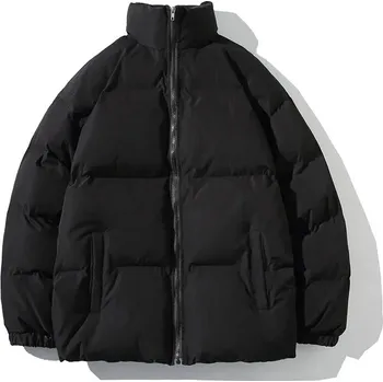 Pánský zimní kabát Unisex zimní bunda s vysokým límcem a výplní Barva: Černá, Velikost: 4XL