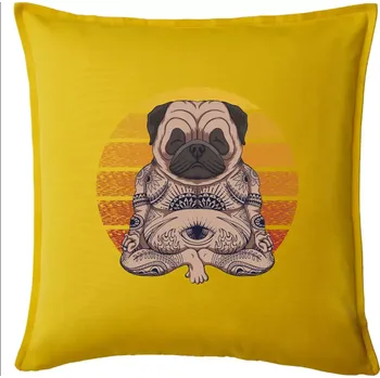 Polštář Yoga meditace - pug - Polštář 50x50 - 50x50 - Pouze potah ( Žlutá )