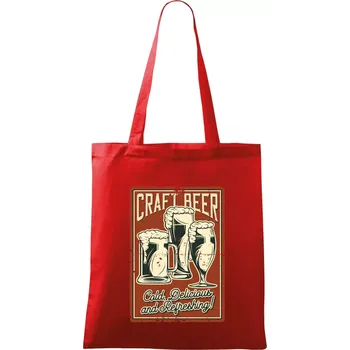 Nákupní taška Craft beer - Taška bavlněná - 42 x 38 cm ( Červená )