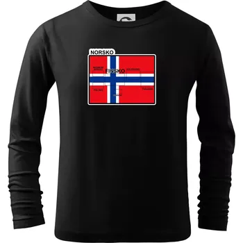 Chlapecké tričko Norsko vlajka další státy - Triko dětské Long Sleeve - 122 cm/6 let ( Černá )
