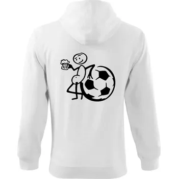 Pánská mikina Velký fotbalista - Mikina s kapucí na zip trendy zipper - L ( Bílá )