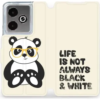 Pouzdro na mobilní telefon Flipové pouzdro Mobiwear - Realme GT 7T - M041S Panda - life is not (Knížkové flip pouzdro, obal, kryt na mobil Realme GT 7T - M041S Panda - life is not, materiál Umělá kůže + TPU - ochrana 360°, stojánek, silikonová vanička, magnetické zavírání)