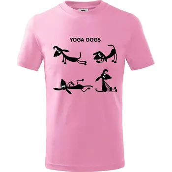 Psí yoga (Hana-creative) - Tričko dětské bavlněné - 158 cm/12 let ( Růžová )