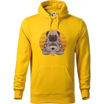 Pánská mikina Yoga meditace - pug - Mikina pánská Cape s kapucí - 2XL ( Žlutá )