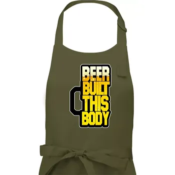 Kuchyňská zástěra Beer built this body - Pánská zástěra na vaření - Univerzální velikost ( Khaki )