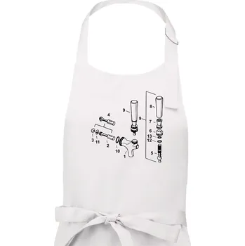 Kuchyňská zástěra Pípa nákres - Pánská zástěra na vaření - Univerzální velikost ( Bílá )