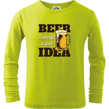 Dětská móda Beer idea - Triko dětské Long Sleeve - 158 cm/12 let ( Limetková )
