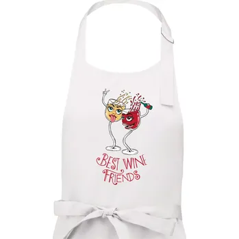 Kuchyňská zástěra Best wine friends dancing (Pecka design) - Pánská zástěra na vaření - Univerzální velikost ( Bílá )