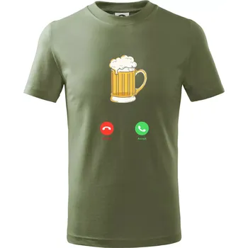 Chlapecké tričko Volá pivo (Pecka design) - Tričko dětské bavlněné - 122 cm/6 let ( Khaki )