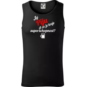 Pánské termoprádlo Já piju - tvoje superschopnost? šikmý nápis - Tílko pánské Core - M ( Černá )