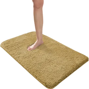 Koupelnová předložka Savá chlupatá koupelnová rohožka 60 x 90 cm Dlouhá protiskluzová podložka do sprchy a vstupních prostor Měkká koupelnová předložka khaki