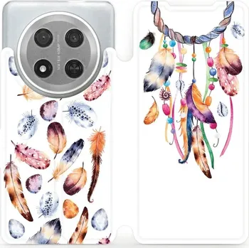 Pouzdro na mobilní telefon Flipové pouzdro Mobiwear - Honor Magic7 Lite 5G - M003S Lapač a barevná pírka (Knížkové flip pouzdro, obal, kryt na mobil Honor Magic7 Lite 5G - M003S Lapač a barevná pírka, materiál Umělá kůže + TPU - ochrana 360°, stojánek, silikonová vanička, magnetick