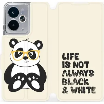Pouzdro na mobilní telefon Flipové pouzdro Mobiwear - Realme 14 5G - M041S Panda - life is not (Knížkové flip pouzdro, obal, kryt na mobil Realme 14 5G - M041S Panda - life is not, materiál Umělá kůže + TPU - ochrana 360°, stojánek, silikonová vanička, magnetické zavírání)
