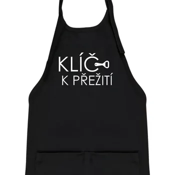 Kuchyňská zástěra Klíč k přežití otvírák - Dětská zástěra na vaření - Univerzální velikost ( Černá )