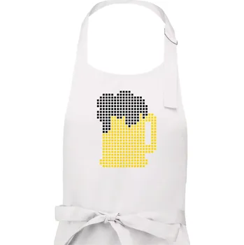 Kuchyňská zástěra Pivo pixel - Pánská zástěra na vaření - Univerzální velikost ( Bílá )