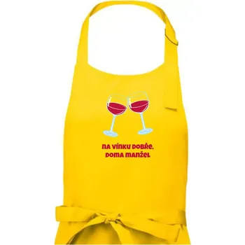 Kuchyňská zástěra Na vínku dobře (Pecka design) - Dámská zástěra na vaření - Univerzální velikost ( Žlutá )