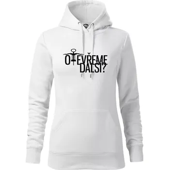 Dámská mikina Otevřeme další? - Mikina dámská Cape s kapucí - XS ( Bílá )