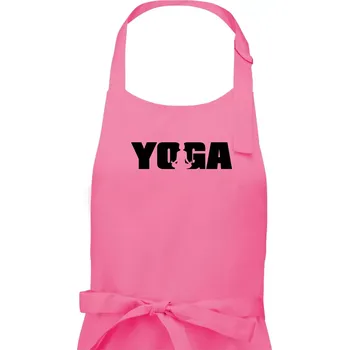 Kuchyňská zástěra Yoga nápis - Pánská zástěra na vaření - Univerzální velikost ( Růžová )