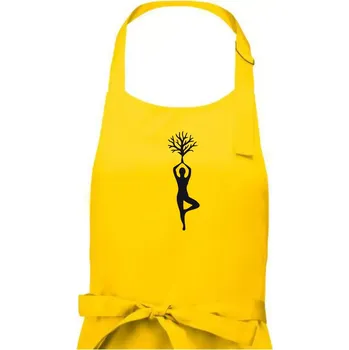 Kuchyňská zástěra Yoga strom - Dámská zástěra na vaření - Univerzální velikost ( Žlutá )