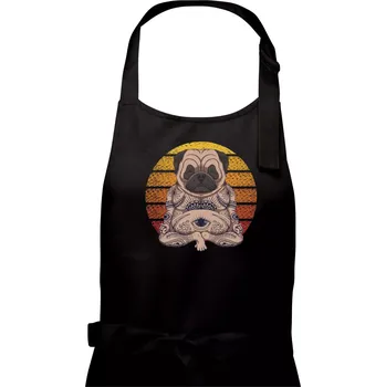 Kuchyňská zástěra Yoga meditace - pug - Pánská zástěra na vaření - Univerzální velikost ( Černá )