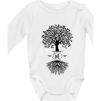 Kojenecký body Narozeninový strom 50 - Body kojenecké s dlouhým rukávem - Dlouhý r. do 3 měs ( Bílá )