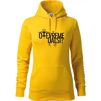 Dámská mikina Otevřeme další? - Mikina dámská Cape s kapucí - S ( Žlutá )