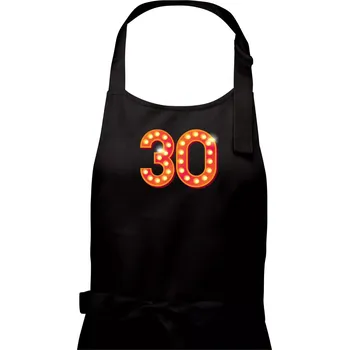 Kuchyňská zástěra Čísla žárovky 30 - Pánská zástěra na vaření - Univerzální velikost ( Černá )