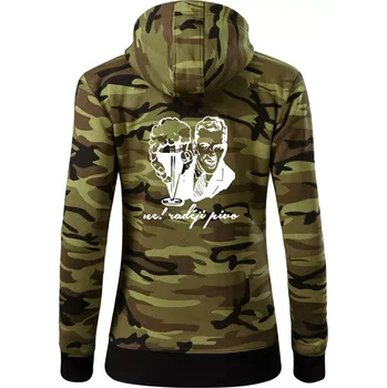 Dámská mikina Ne! Raději pivo - Dámská mikina trendy zipper s kapucí - XS ( Zelený maskáč )