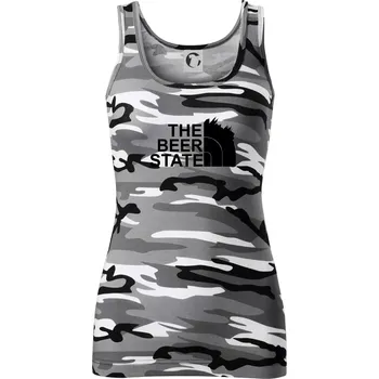 Dámské tričko The Beer State - Praha - Dámské Maskáčové tílko - S ( Šedý maskáč )