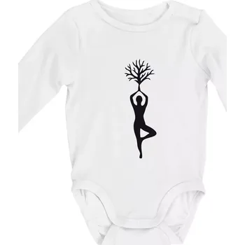 Kojenecký body Yoga strom - Body kojenecké s dlouhým rukávem - Dlouhý r. do 3 měs ( Bílá )