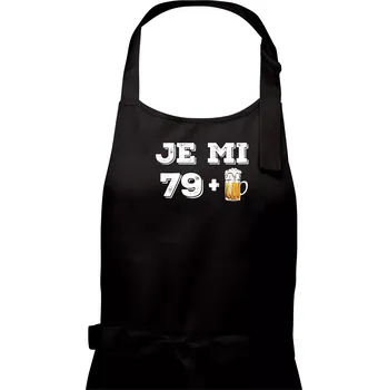 Kuchyňská zástěra Je mi 80 pivo - Pánská zástěra na vaření - Univerzální velikost ( Černá )