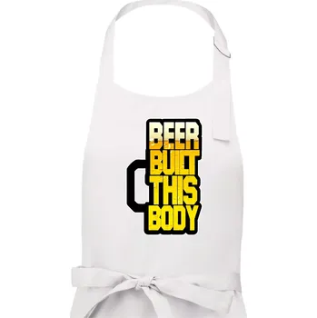 Kuchyňská zástěra Beer built this body - Dámská zástěra na vaření - Univerzální velikost ( Bílá )