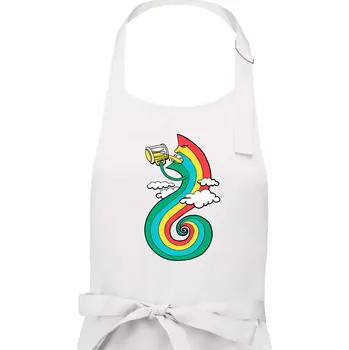 Kuchyňská zástěra Piju jako duha (Pecka design) - Dámská zástěra na vaření - Univerzální velikost ( Bílá )
