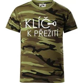 Klíč k přežití otvírák - Dětské maskáčové triko - 104-110cm / 3-4 roky ( Zelený maskáč )