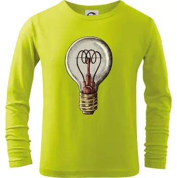 Dětská móda Retro žárovka - Triko dětské Long Sleeve - 134 cm/8 let ( Limetková )