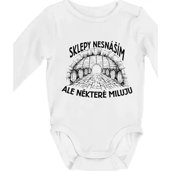 Nesnáším sklepy - Body kojenecké s dlouhým rukávem - Dlouhý r. 3-6 měs ( Bílá )