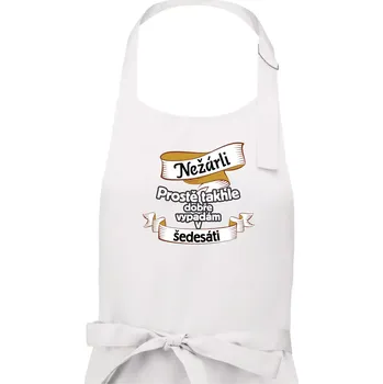 Kuchyňská zástěra Nežárli pro pány 60 - Pánská zástěra na vaření - Univerzální velikost ( Bílá )