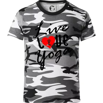 Chlapecké oblečení Live Love Yoga - Dětské maskáčové triko - 122 cm/6 let ( Šedý maskáč )