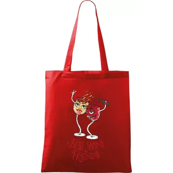 Nákupní taška Best wine friends dancing (Pecka design) - Taška bavlněná - 42 x 38 cm ( Červená )