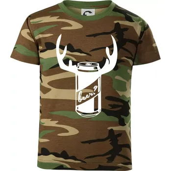 Chlapecké tričko Pivo plechovka - Dětské maskáčové triko - 134 cm/8 let ( Hnědý maskáč )