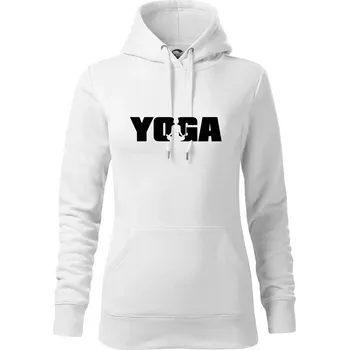 Dámská mikina Yoga nápis - Mikina dámská Cape s kapucí - M ( Bílá )