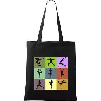 Nákupní taška Yoga abeceda - Taška bavlněná - 42 x 38 cm ( Černá )