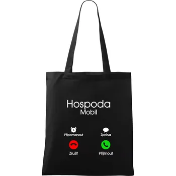 Nákupní taška Hospoda volá - Taška bavlněná - 42 x 38 cm ( Černá )
