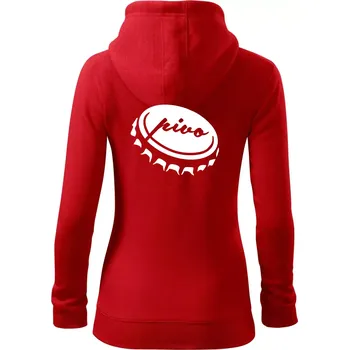 Dámská mikina Pivo zátka - Dámská mikina trendy zipper s kapucí - S ( Červená )