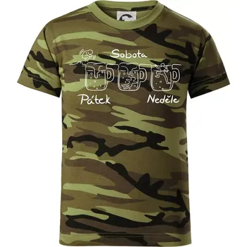 Pátek sobota neděle pivo - Dětské maskáčové triko - 104-110cm / 3-4 roky ( Zelený maskáč )