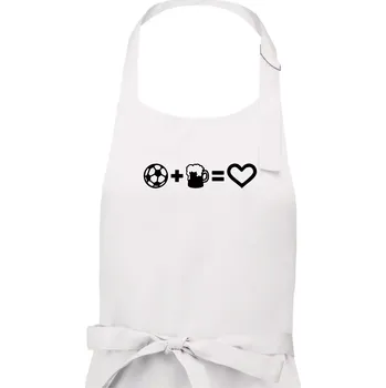 Kuchyňská zástěra Míč, pivo, srdce - Dámská zástěra na vaření - Univerzální velikost ( Bílá )